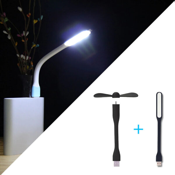 Creative USB Fan Flexible Portable Mini Fan USB LED Light Lamp-Random color (DS)