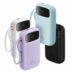 Baseus Comet Series 22.5W 20000mAh Dual Cable Digital Display Power Bank – Purple Color fingray