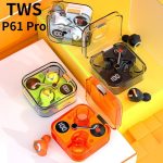 P61 Pro Transparent TWS Earbuds – Green Color fingary