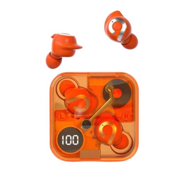 P61 Pro Transparent TWS Earbuds – Orange Color