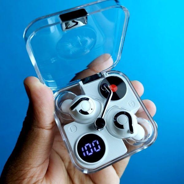 P61 Pro Transparent TWS Earbuds – White Color