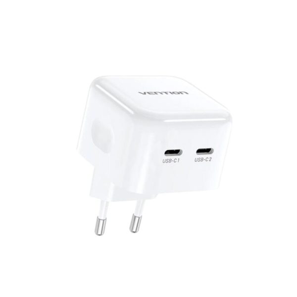 Vention FBPW0-EU 2-Port USB-C 35W GaN Charger – White