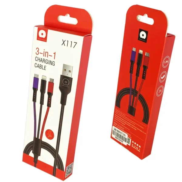 WUW X117 3-in-1 2A Charging Cable